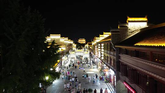 湖北襄阳古城北街夜景视频素材模板下载