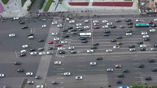 城市大道拥堵交通航拍视频素材模板下载