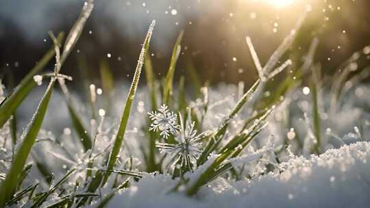 雪花飘落唯美的下雪场景