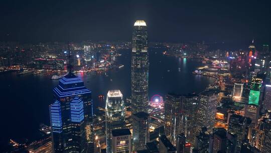 香港城市夜景维多利亚港