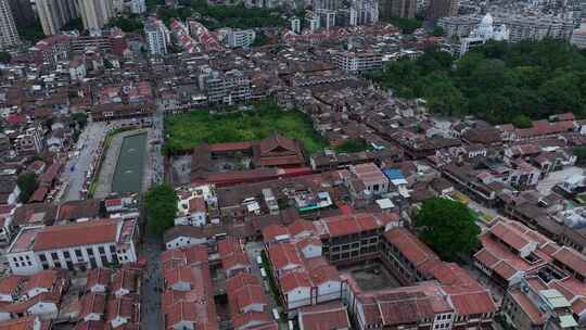 漳州古城航拍闽南古厝城市红砖瓦房漳州市区