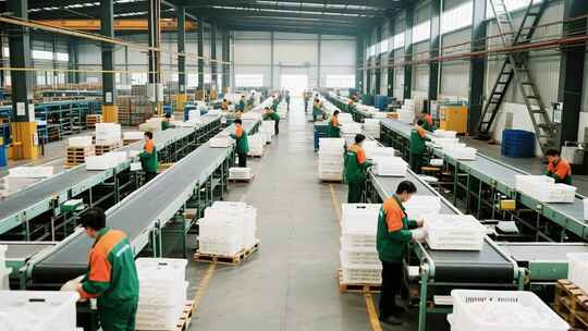 工厂工人操作流水线