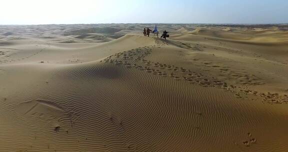 沙漠里行走的人群