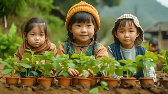 植树造林从小孩开始 植树节小树苗绿色环保