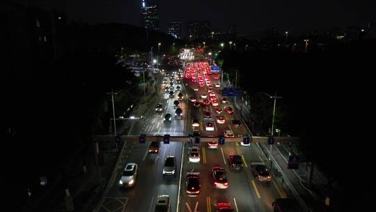 城市夜晚交通动态航拍