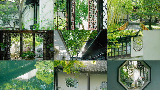 苏州园林局部唯美合集高清在线视频素材下载