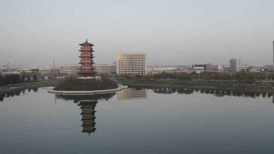 航拍鄂州葛店经济开发区葛仙楼