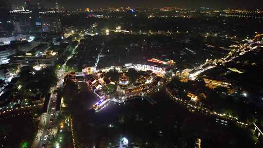 江苏苏州城市夜景大景航拍