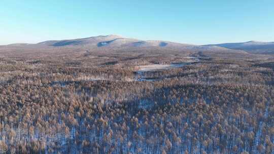 大兴安岭冬季山川森林雪景