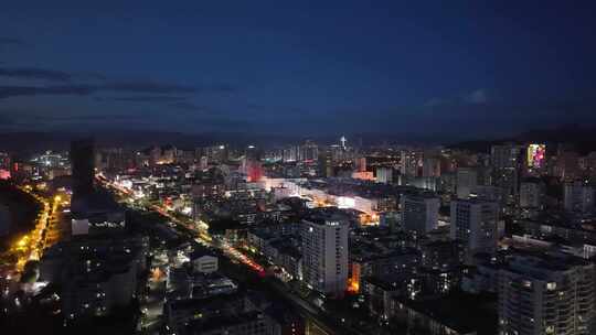 三亚城区夜景航拍