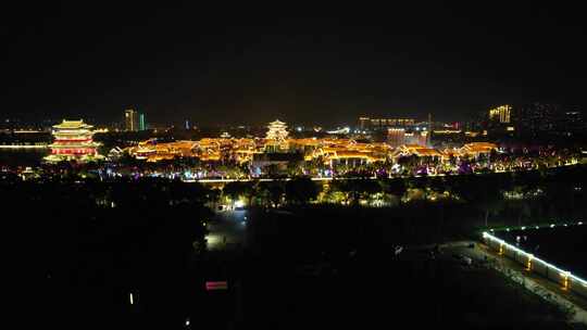 河北沧州南川楼历史文化街区夜景航拍
