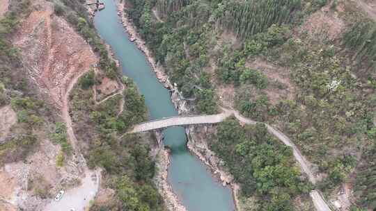 航拍贵州和云南交界处茶马古道上的永康桥