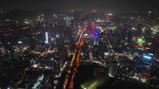 深圳南山区夜景航拍