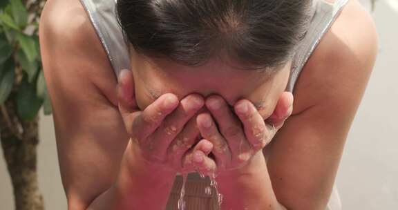 女子洗脸清洁护肤升格