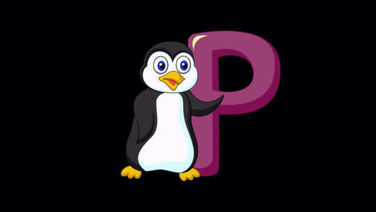 动物字母P与企鹅Alpha循环视频素材模板下载