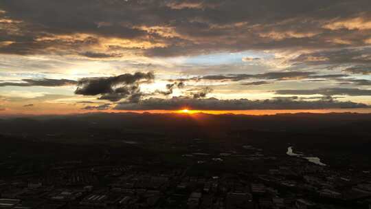 日落 震撼日落 傍晚航拍 安吉夕阳