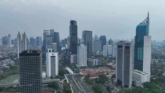 原创 印尼雅加达城市天际线高楼航拍风光视频素材模板下载