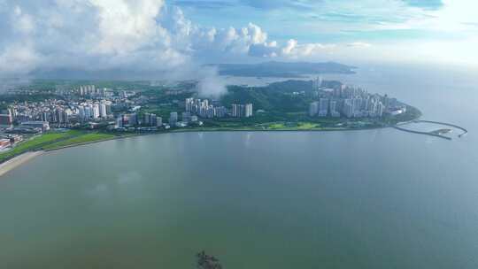 航拍海湾俯瞰珠海海天一色