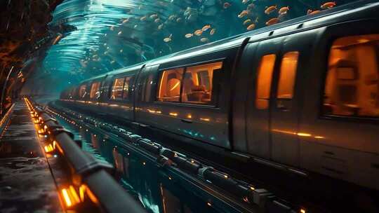 科幻风格地铁隧道穿梭画面