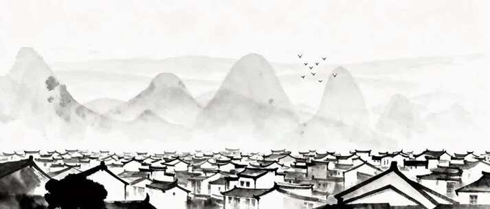 超宽屏水墨江南舞台背景