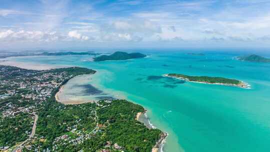 泰国普吉岛查龙海滩延时海滨自然风光