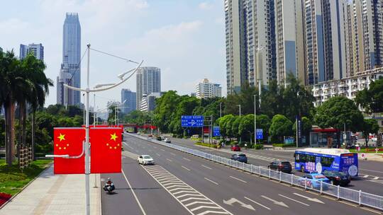 广西南宁国庆氛围城市航拍