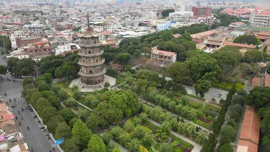 航拍福建泉州西街开元寺