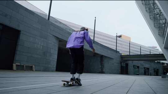 用滑板跳跃街头滑板花样滑板升格视频素材模板下载