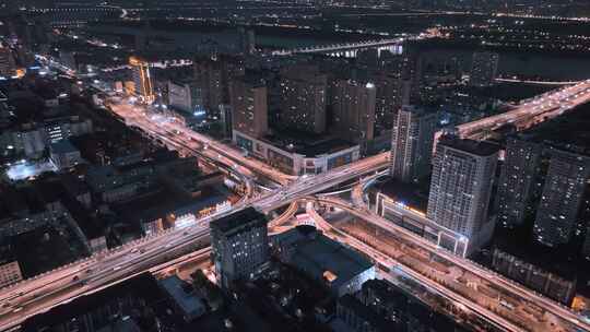 航拍洛阳城市夜景