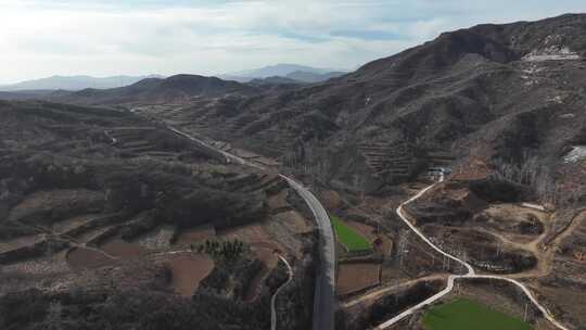 山路 航拍 崎岖 风光