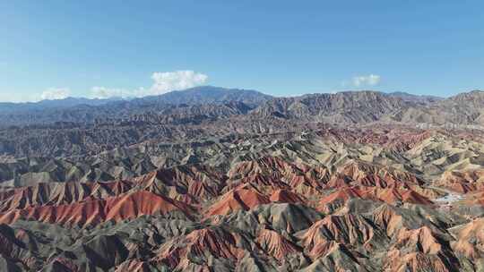 航拍甘肃张掖七彩丹霞5A景区西北风光