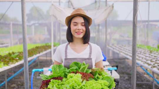 农业蔬菜新鲜女人微笑种植绿色