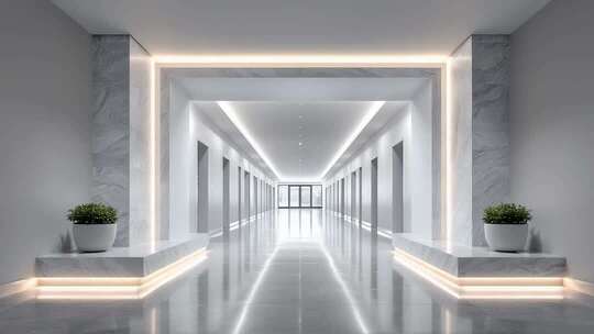 现代建筑走廊的简约与光影