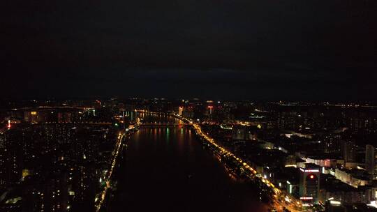 航拍衡阳湘江夜景