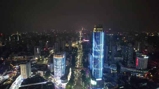 广西南宁城市夜景灯光航拍