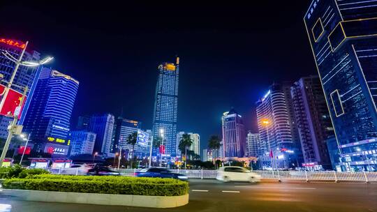 广西南宁民族大道金湖广场夜景街景