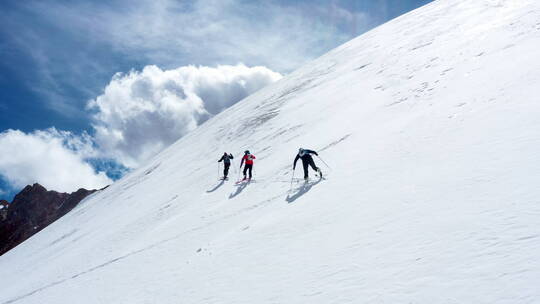 西藏拉萨当雄廓琼岗日雪山洛堆峰登山滑雪