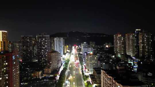 航拍广东珠海城市风光夜景