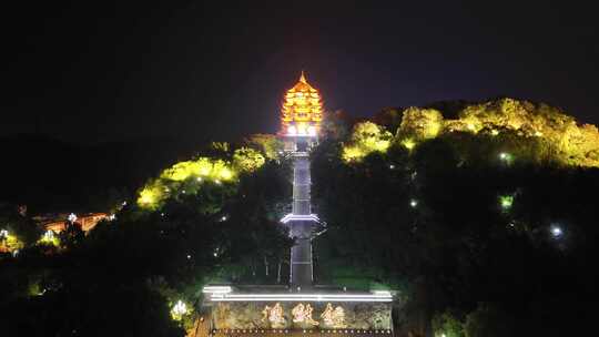 四川德阳钟鼓楼夜景航拍