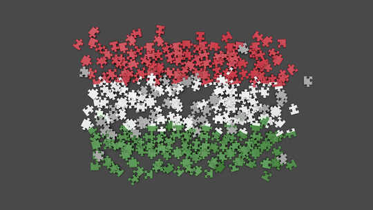 由拼图组装而成的3D匈牙利国旗