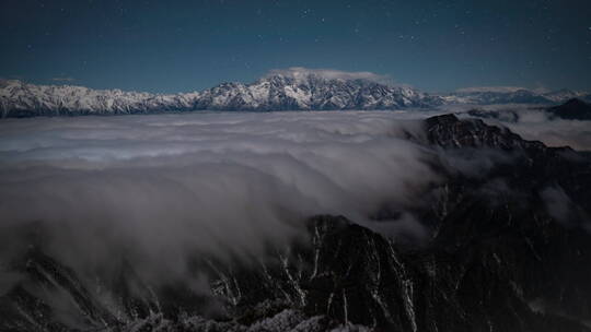 四川牛背山星空云瀑延时