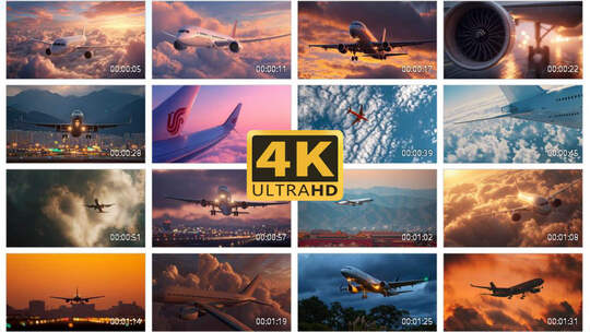 4K飞机起飞降落航空航班出行2高清在线视频素材下载