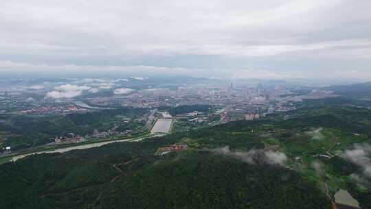 浙江宁波宁海雨后风景航拍