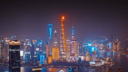 上海陆家嘴全景夜景