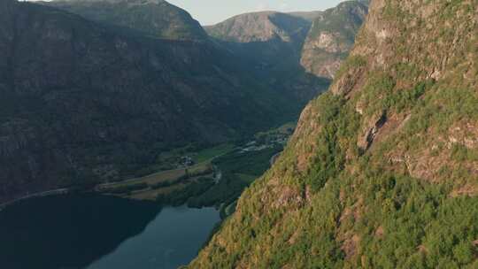 挪威，峡湾，悬崖，树木