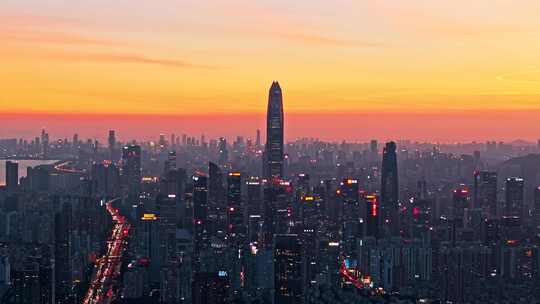 深圳城市建筑日落全景