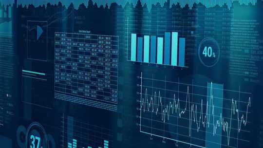 金融图表动画科技背景大数据曲线实时动态4K