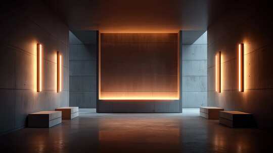 极简混凝土空间光影交错