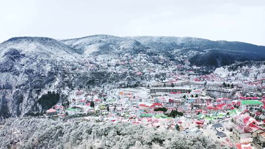 唯美航拍庐山牯岭镇雪景