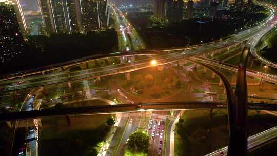 杭州滨江区江南大道立交桥高架桥夜晚夜景